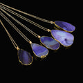 Crystal Cut Pattern Geometric Irregular Clavicle Chain Neck Necklace - Purple / Single Pendant with Chain MegaBDM