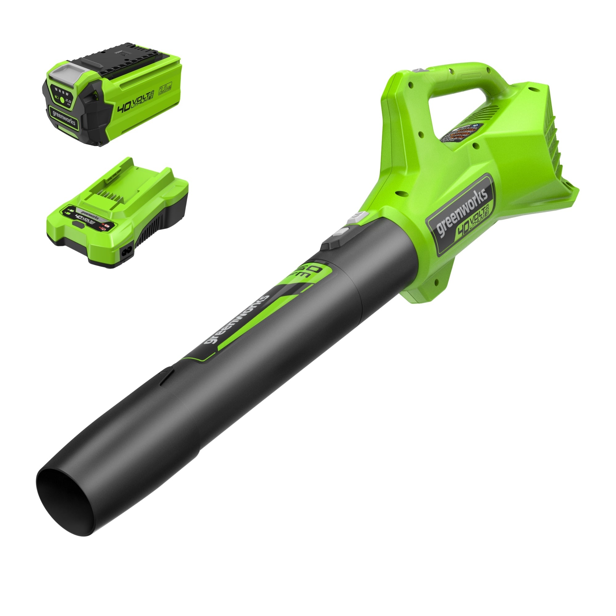 40V 350 CFM Cordless Battery Leaf Blower: 2.0 Ah Battery and Charger MegaBDM