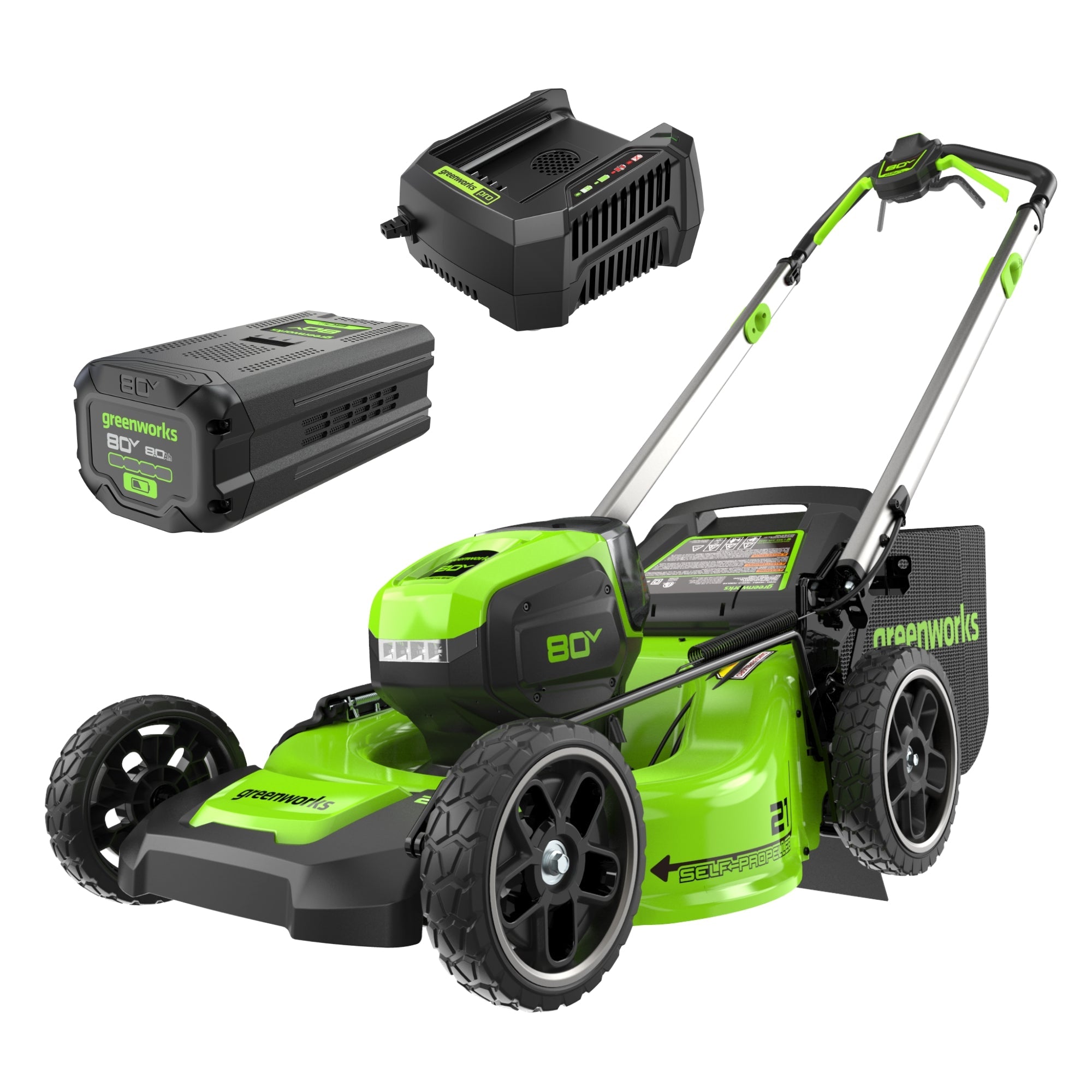 80V 21" Cordless Battery 4-in-1 Self-Propelled Lawn Mower, 8.0 Ah Battery and 6A Charger, LM2108S MegaBDM