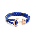 Men's Creative Fashion Boat Anchor Leather Cord Couple Bracelets - Blue Gold Plated Buckle MegaBDM