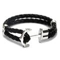 Men's Creative Fashion Boat Anchor Leather Cord Couple Bracelets - Black MegaBDM