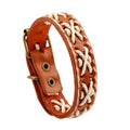 Ornament Vintage Weave Cattle Leather Handmade Bracelets - Retro Orange MegaBDM