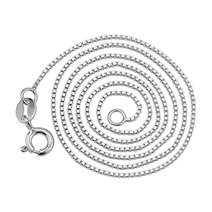 Women's Cross Box Clavicle Chain Fine Gold Necklaces - Box chain / Platinum Plated (Spring Fastener) MegaBDM