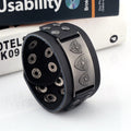 Men's Fashion Retro Real Leather Wide Rub Bracelets - Black MegaBDM