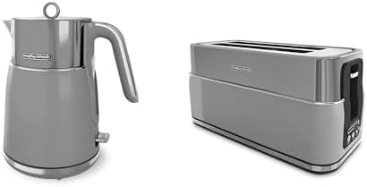 Morphy Richards Signature Kettle and Toaster Set, 1.5L Fast Boil Matte Finish Signature Kettle, 2 Slot Variable Browning Toaster, Matching Set, 3KW/1750W, Grey, 100705 | 245705 MegaBDM