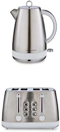Morphy Richards Mexborough Kettle & Toaster Bundle, 1.7L, 3KW Rapid Boil Kettle & 4 Slice Toaster Set, Easy Operation, User Friendly, Matching Set, WhiteTrim, 102903 | 242903 MegaBDM