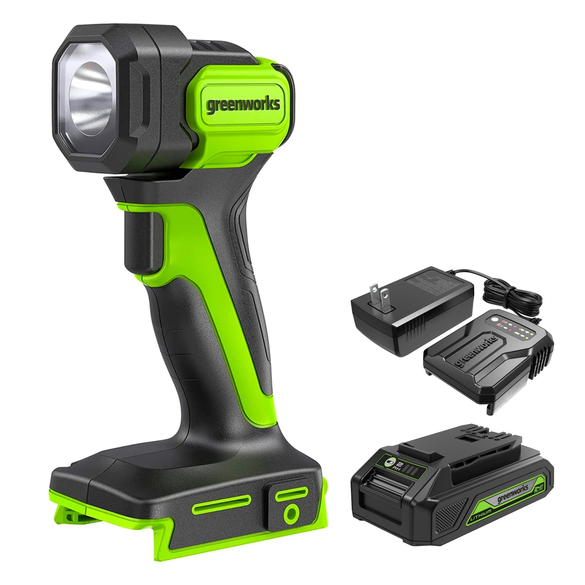 24V 200 Lumen Cordless Battery LED Flashlight: 2.0 Ah Battery and Charger MegaBDM