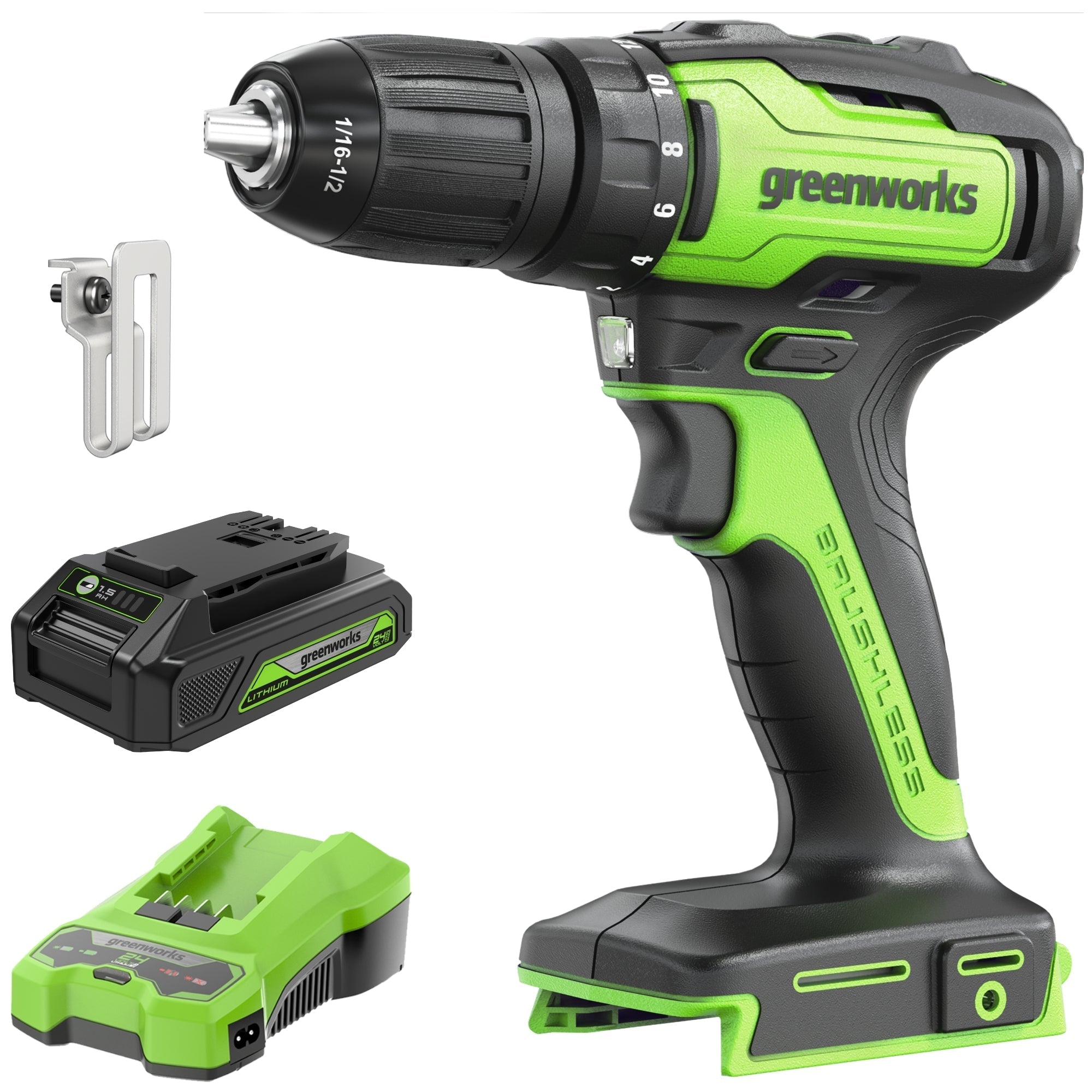 24V Cordless Battery Brushless 1/2" 310 in/lbs Drill / Driver: (1) 2.0 Ah Battery and Charger MegaBDM