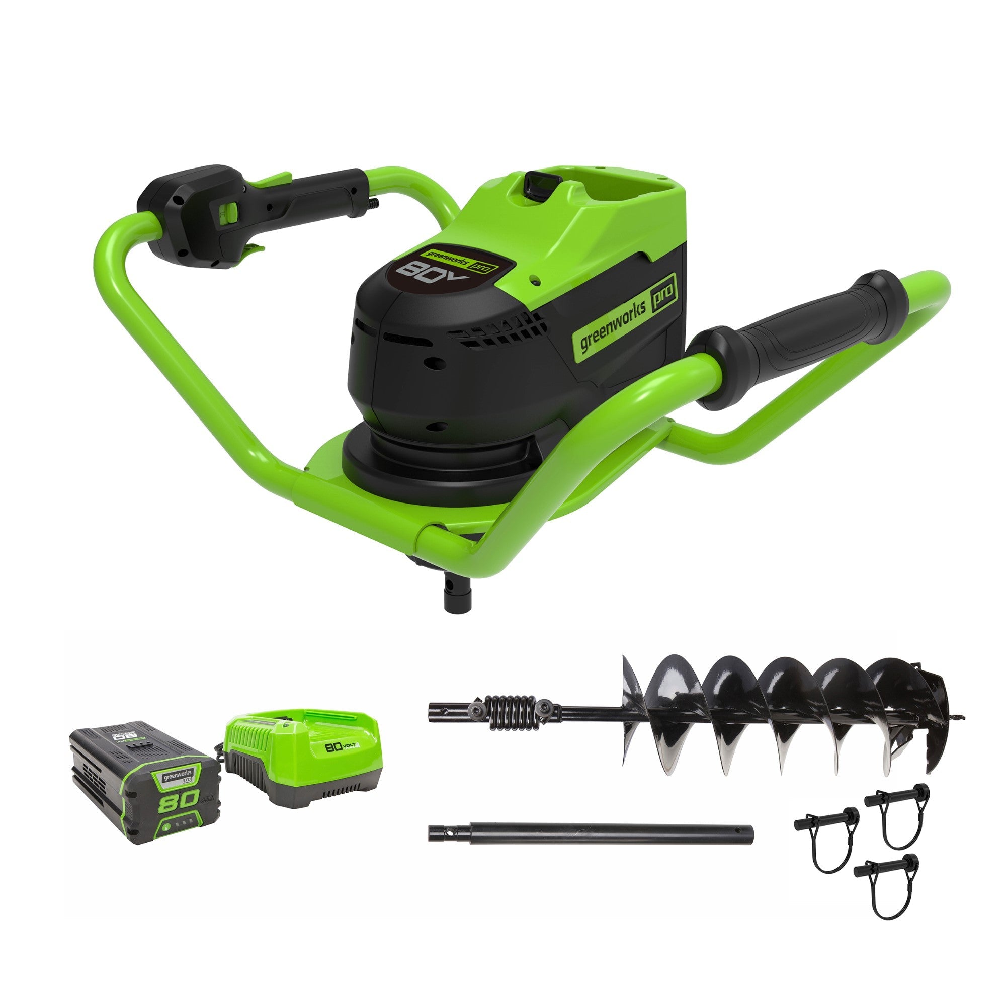 80V Cordless Battery Brushless Earth Auger / Post Hole Digger, 4Ah Battery and Charger MegaBDM