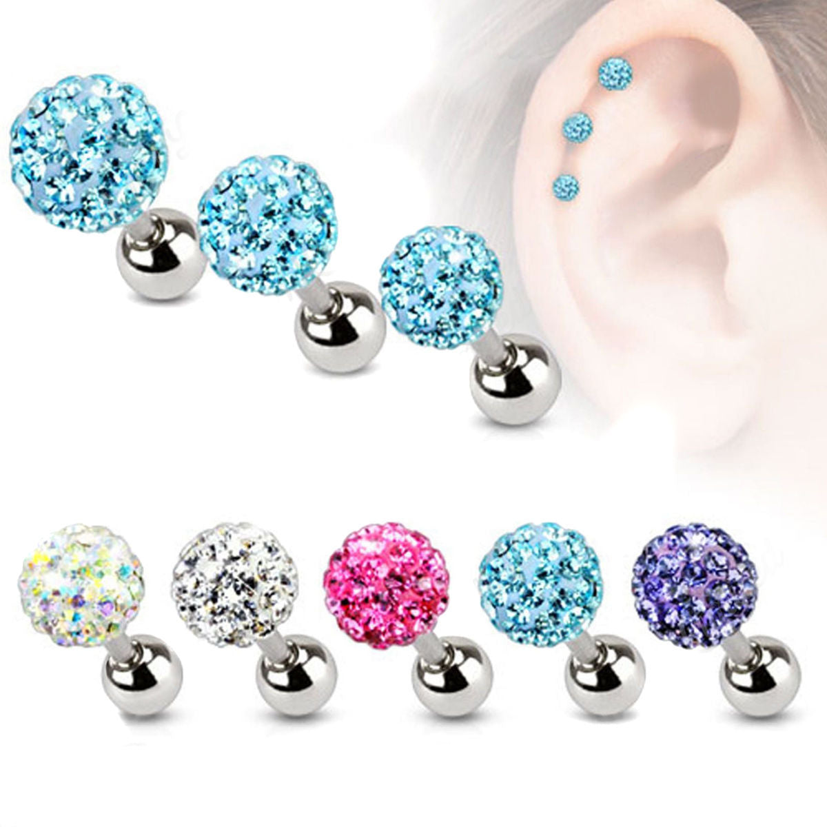 Women's Steel Austria Ear Bone Tongue Pin Stud Earrings MegaBDM