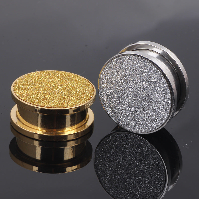 Large Surface Frosted Ear Extender Human Body Stud Earrings - Gold 20mm MegaBDM