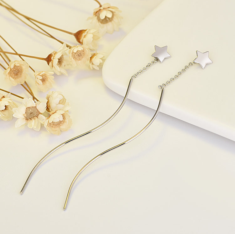 Stars Triangle Round Long Pearl Geometric String Earrings - NN021 MegaBDM
