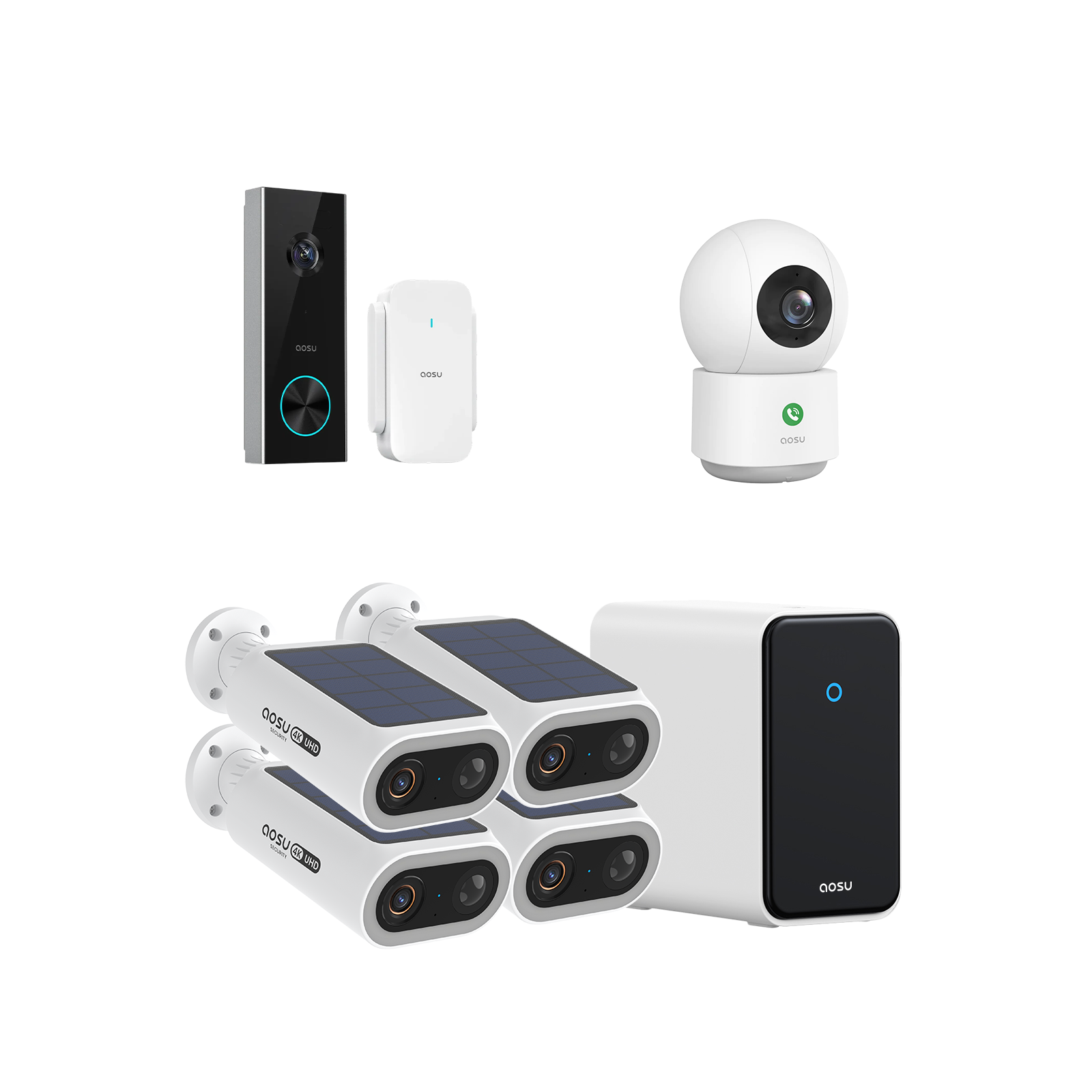 4K SolarCam P1 Max with aosuCortex System + Video Doorbell Pro + IndoorCam P1 Pro - 4-Cam Kit + Video Doorbell Pro + IndoorCam P1 Pro MegaBDM