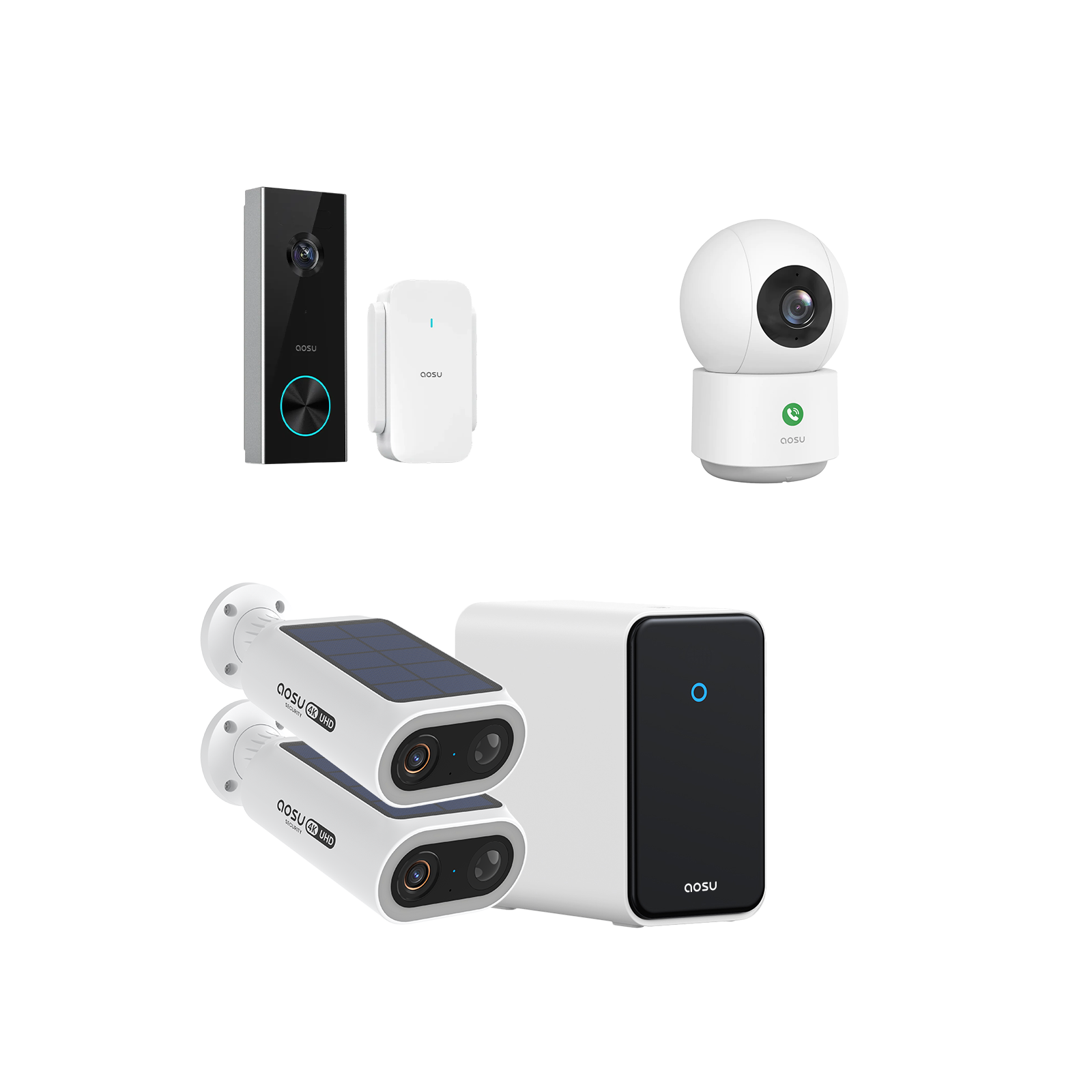 4K SolarCam P1 Max with aosuCortex System + Video Doorbell Pro + IndoorCam P1 Pro - 2-Cam Kit + Video Doorbell Pro + IndoorCam P1 Pro MegaBDM