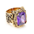 Men's Stainless Steel Hand Retro Punk Brother Ruby Titanium Rings - Gold Purple / No. 8 MegaBDM