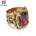Men's Stainless Steel Hand Retro Punk Brother Ruby Titanium Rings MegaBDM