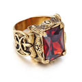 Men's Stainless Steel Hand Retro Punk Brother Ruby Titanium Rings - Golden Red / No. 8 MegaBDM
