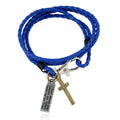 Woven Leather Simple Double Imitation Punk Bracelet - Sapphire Blue MegaBDM