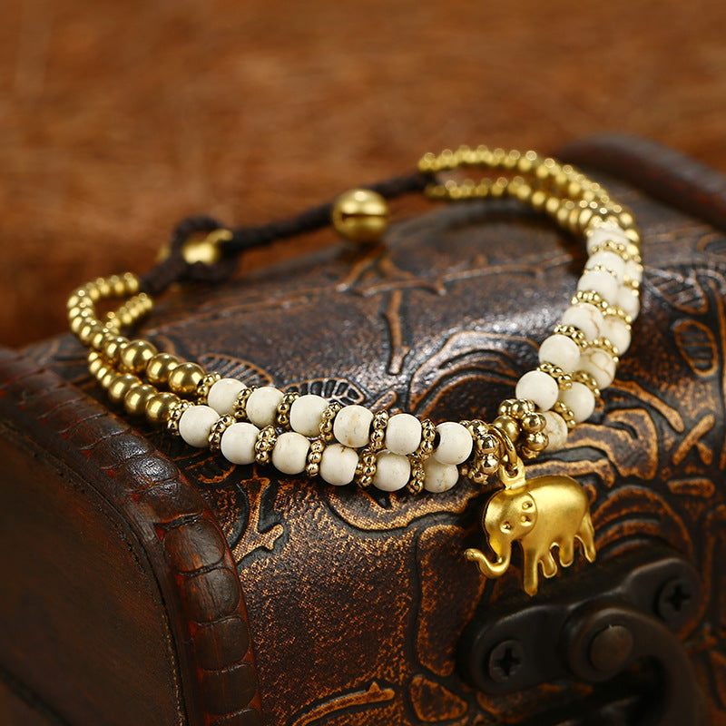Women's Hand-woven Turquoise Vintage Animal Hand Bracelets - Bracelet-White MegaBDM