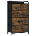YITAHOME Chest of Drawer with 5 Drawers for Bedroom Fabric Dresser Storage Drawers With Handles Metal Frame for Living Room, Hallway,Rustic Brown MegaBDM