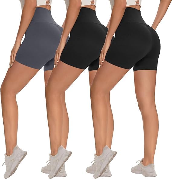 3 Pack Biker Shorts for Women – 8"/ 5"/ 3" Buttery Soft High Waisted Tummy Control Workout Yoga Running Athletic Shorts MegaBDM