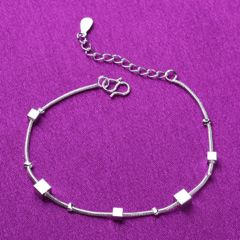 Simple Handmade Brushed Geometric Small Square Fashion Bracelet MegaBDM