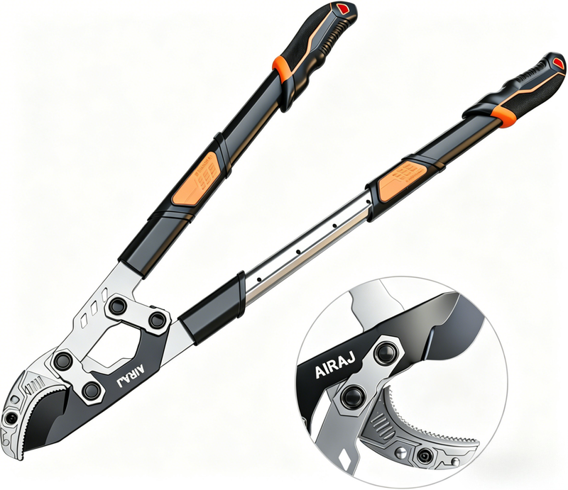 AIRAJ Heavy-Duty Telescopic Tree Loppers, Compound Action, 70-90 cm, 5.5 cm Cutting Capacity, Anvil MegaBDM