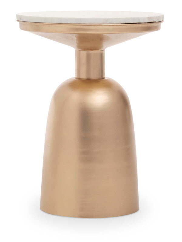 Interiors by Premier Side Table Amira Rose Gold Finish/White Marble Top MegaBDM