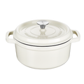 COOKER KING Chuanjia Cast Iron Enamel Casserole Dutch Oven Heavy Duty Even Heating Long Heat Retention Cookware Almond White 24cm MegaBDM