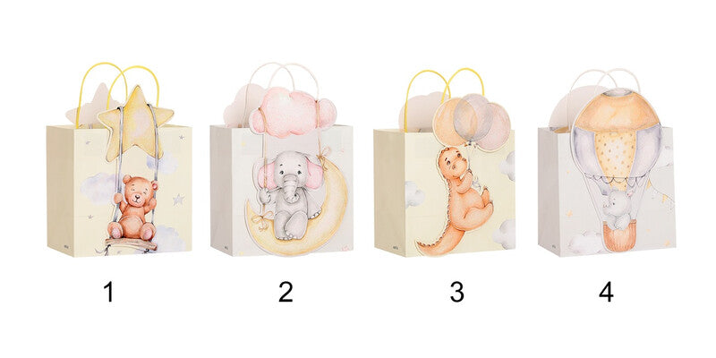 Mikirei Gift Bags Baby Animals 3D Assorted Medium 8 Pieces MegaBDM