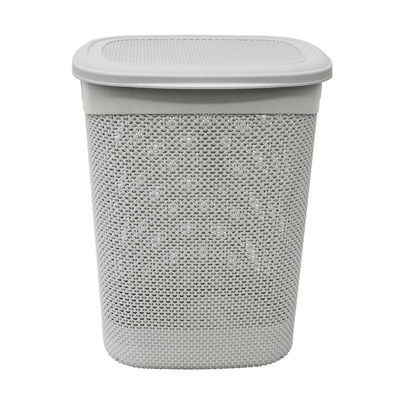 JVL Droplette Design Plastic Laundry Basket - 52L, Ice Grey MegaBDM