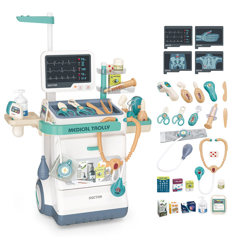 Medical Treatment Table with X-ray Screen & ECG Combo Set (with Light and Sound Effects, 4 AG10 + 4 AG13 Button Batteries Included, 2 AAA Batteries Not Included) MegaBDM