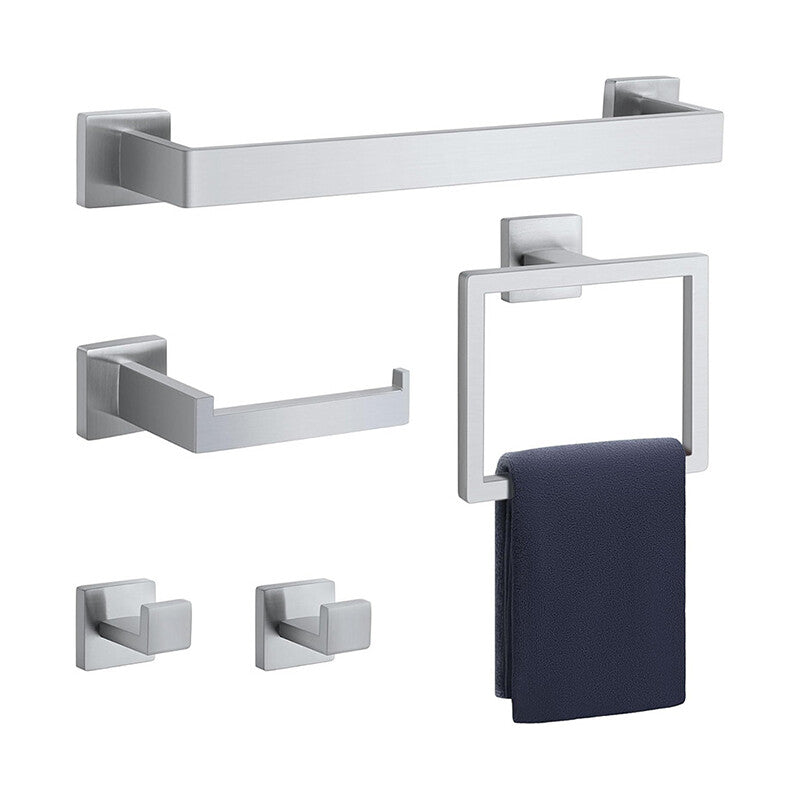 JORDAN&JUDY 5-Piece Silver Towel Rack Set, Stainless Steel, Rust-Resistant MegaBDM