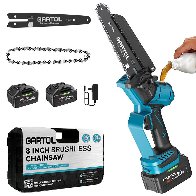GARTOL Brushless Mini Chainsaw Cordless, 8'' Handheld Chainsaw with Auto Oiler, 1000W Electric Chainsaw with 2×3000mAh Batteries & Case, Compatible with Makita 18V Battery Portable Tree Trimmer MegaBDM