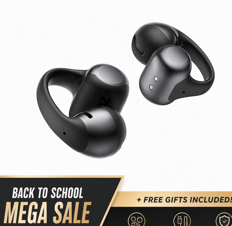 Shokz OpenDots One Black Open-Ear Clip On Headphones, Titanium Arc Frame, 40H Total Playtime, AI Call Noise Reduction, IP54 Waterproof, Dual Device Connection MegaBDM
