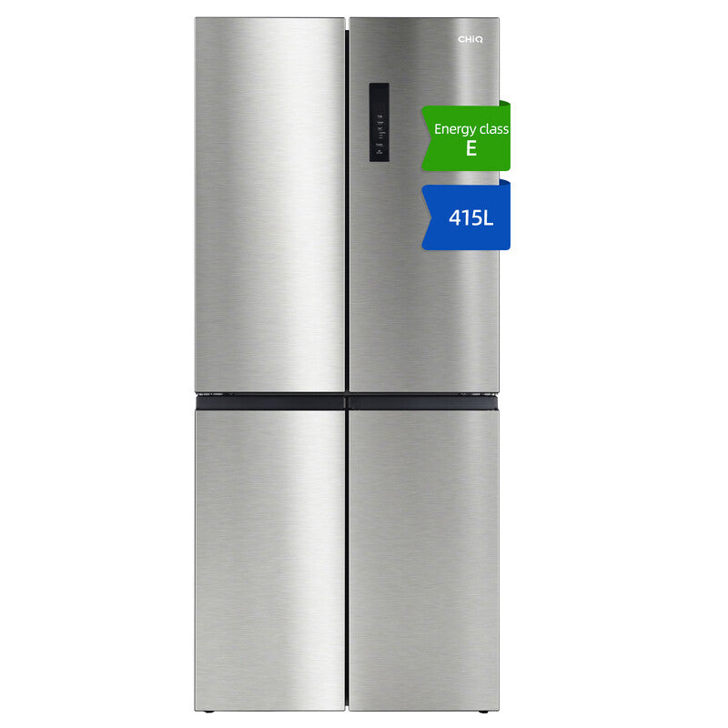 CHiQ JKR415WSSE 415 L 80 cm Wide French Door No Frost American Fridge Freezer, Stainless Steel, E Rated MegaBDM