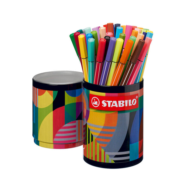 STABILO Pen 68 - Premium Fibre-Tip Pen - ARTY - Tin of 45 - Assorted Colours MegaBDM