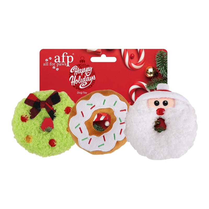 All For Paws Ho Ho Ho 3 Pack Donut Toys MegaBDM