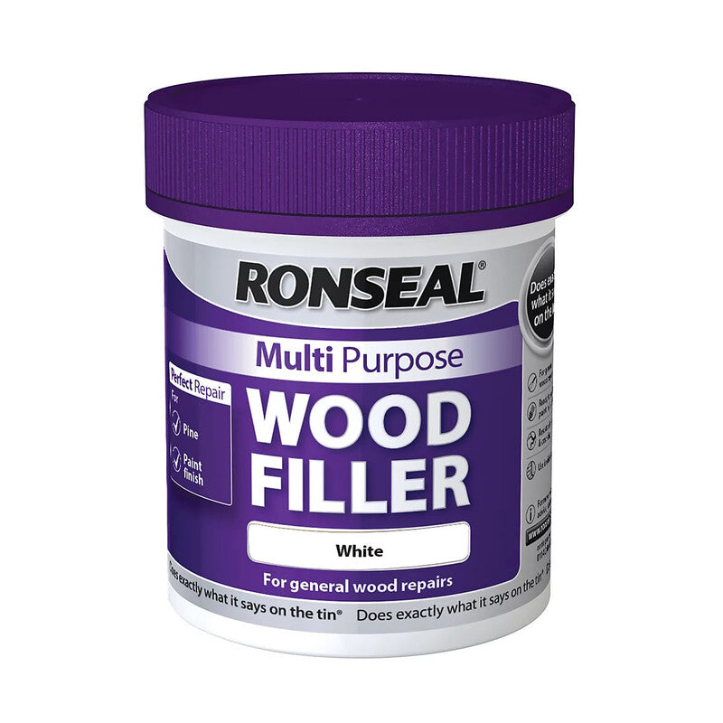 Ronseal Multi Purpose Wood Filler Interior & Exterior Tub - White – 250g MegaBDM