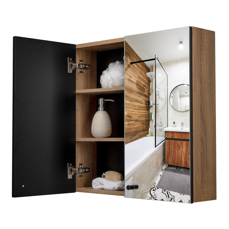 Croydex Ontario Teak Bathroom Mirror Cabinet MegaBDM