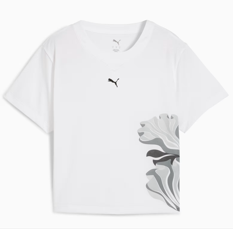 Puma Women's Floral Ribbon Fashion Graphic Tee - Puma White MegaBDM