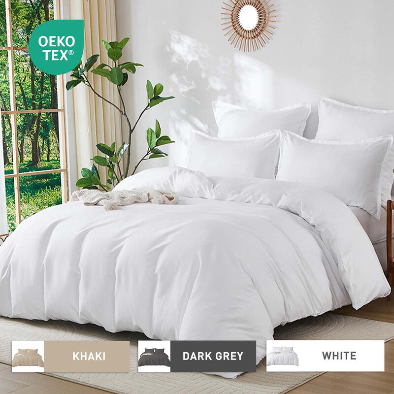 LEBONSOIR White Bedding Duvet Cover Set, 260x220cm/60x80cmx2 Breathable Durable Soft Comfy, with Zip, 3 Pieces, Includes 1 Duvet Cover & 2 Pillowcases, NO Comforter MegaBDM