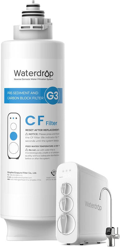 Waterdrop WD-G3-N1CF Filter, 6 Month Life Replacement for WD-G3-W Reverse Osmosis System MegaBDM