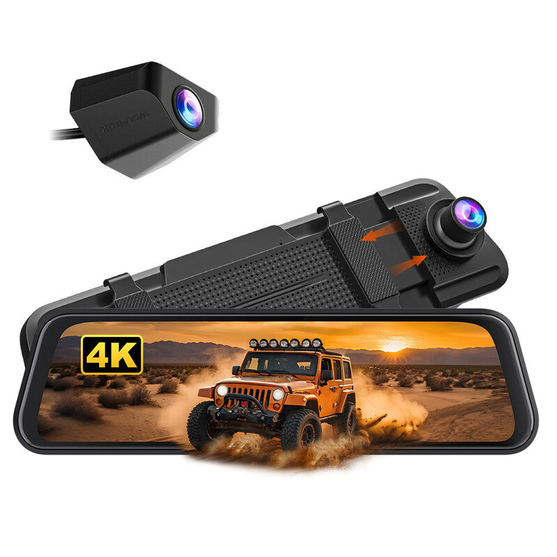 WOLFBOX M40lite 4K Front Rearview Mirror Dash Cam and 1080P Rear Camera, 10" Touch Screen, Loop Recording, G-Sensor MegaBDM