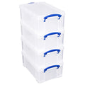 Really Useful Stackable Plastic Storage Box 9L Clear (Pack of 4) MegaBDM