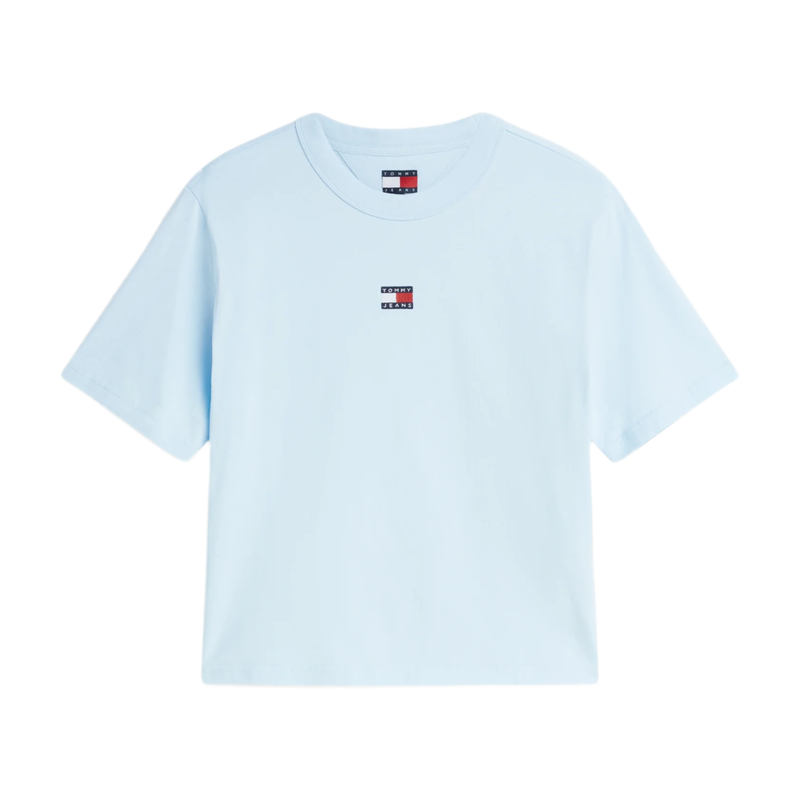 Tommy Badge Boxy Crew Neck T-Shirt Kingly Blue MegaBDM
