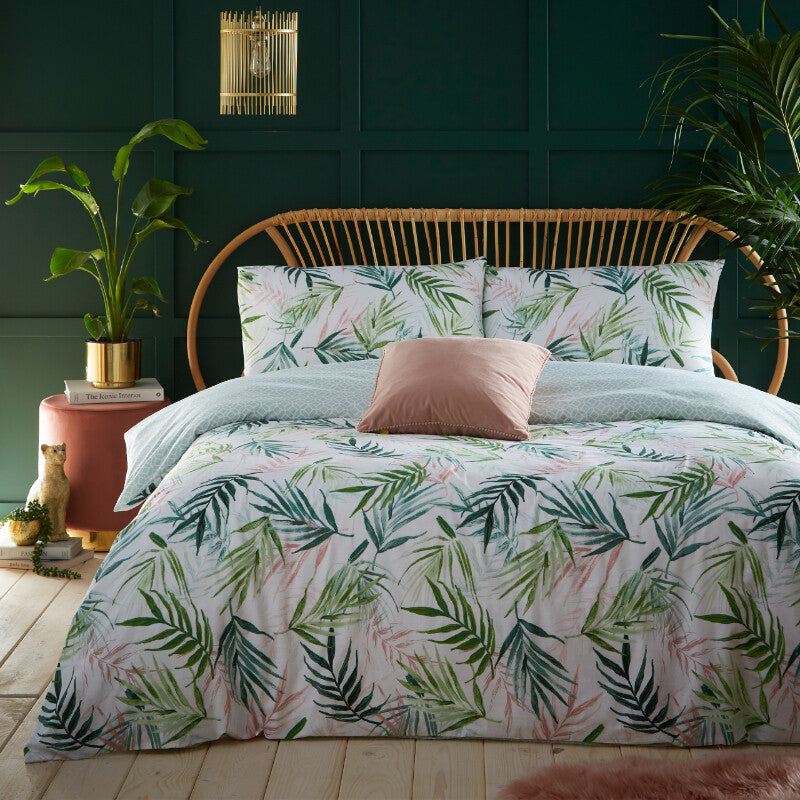 Furn Duvet Cover Set Bali Palm Green/White Single MegaBDM