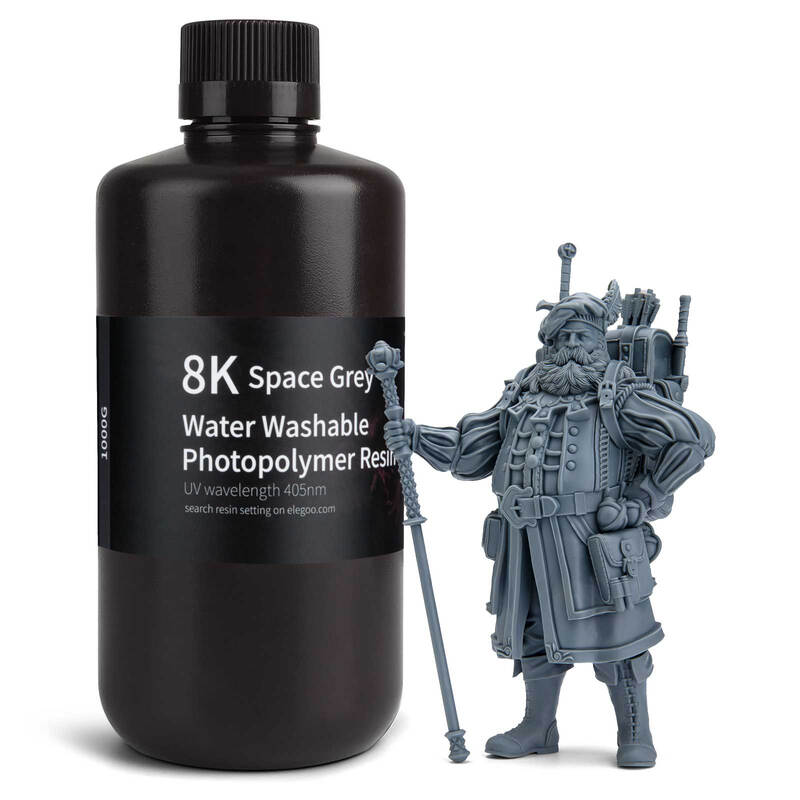 Elegoo 8K Resin Water Washable 1000g, UV 405nm Resin for Saturn 2 LCD 3D Printer Photopolymer Rapid Curing MegaBDM