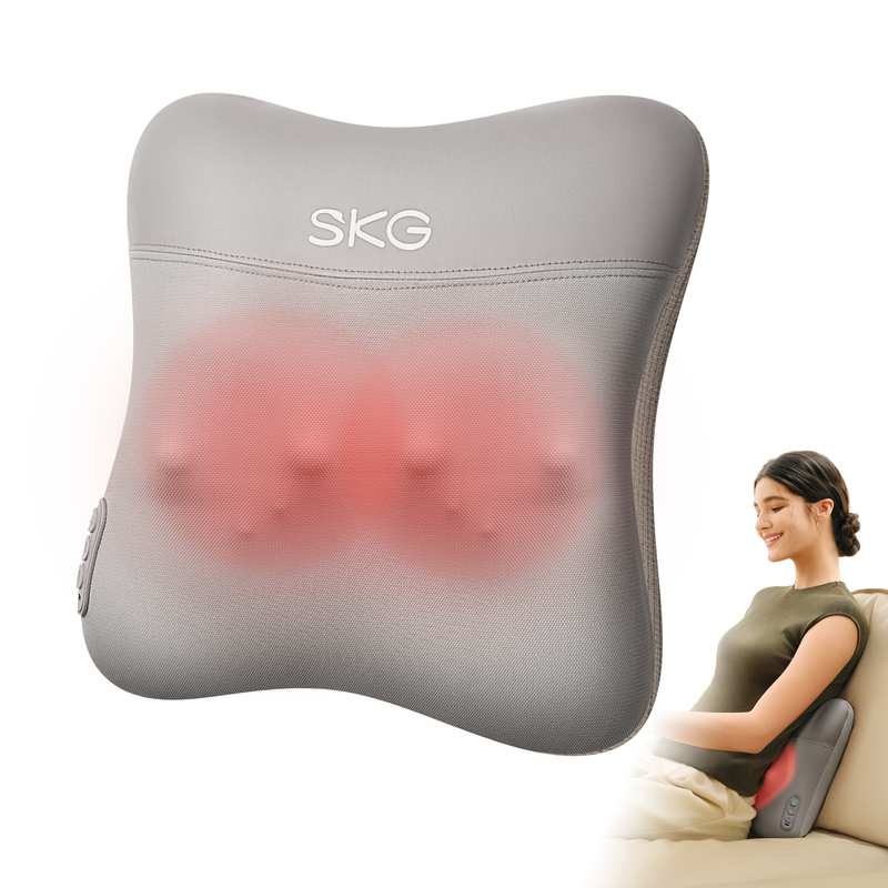 SKG VS500 Massage Pillow Lower Back Pain Relief 20 Rotating Nodes, Rapid Dual Heating for Office and Home Use Gift for Lover MegaBDM