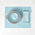 Dexam Placemat & Napkin Set Sintra Spotted 100% Cotton Duck Egg MegaBDM
